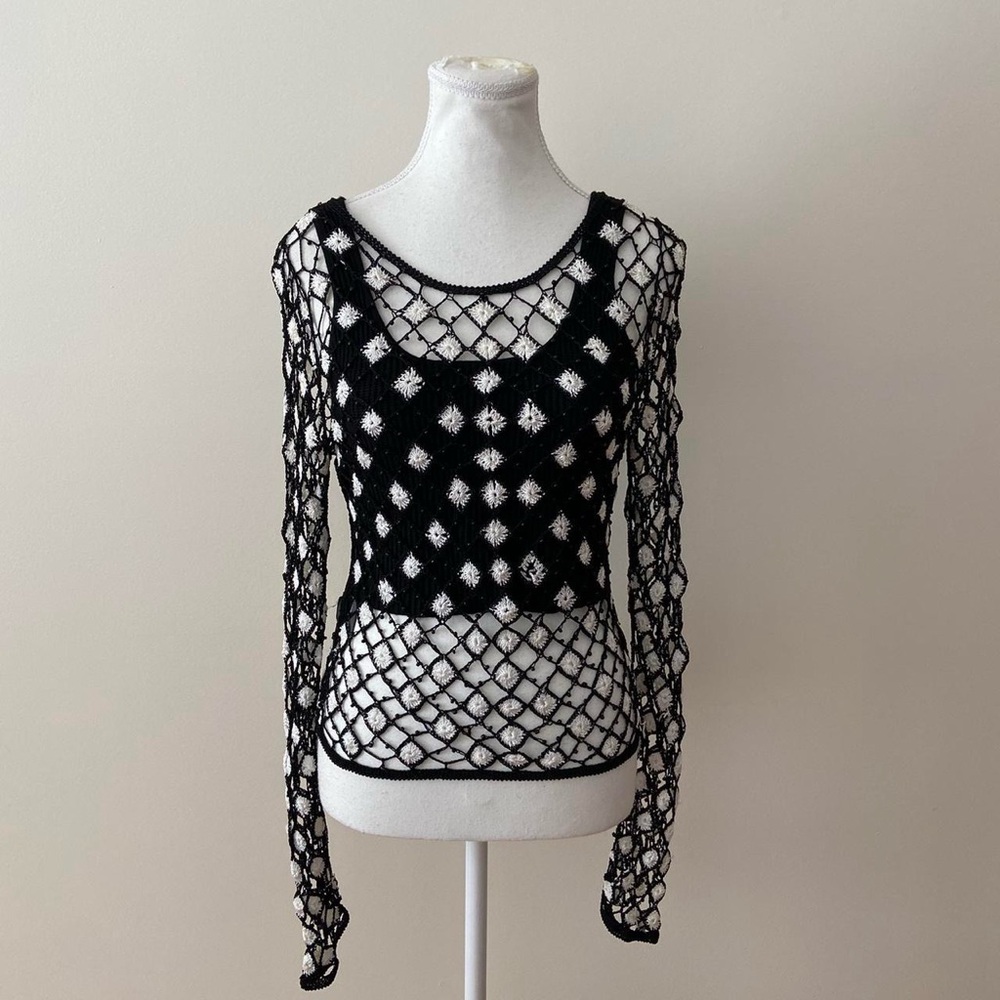 Chic Black Mesh Women's Blouse